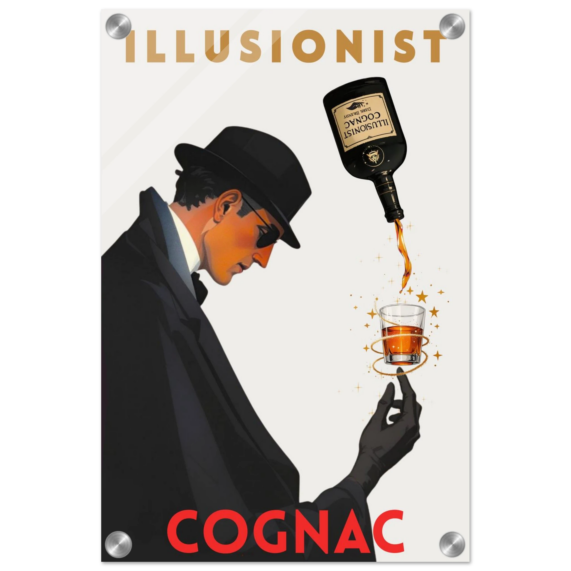 Vintage Illusionist Cognac Cocktail Bar Poster Print 30x45 cm 12x18″ Sleek Acrylic Print No Frame