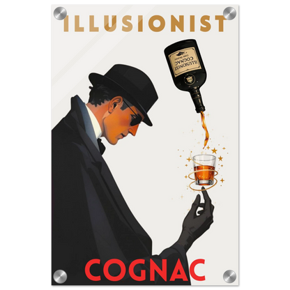 Vintage Illusionist Cognac Cocktail Bar Poster Print 30x45 cm 12x18″ Sleek Acrylic Print No Frame