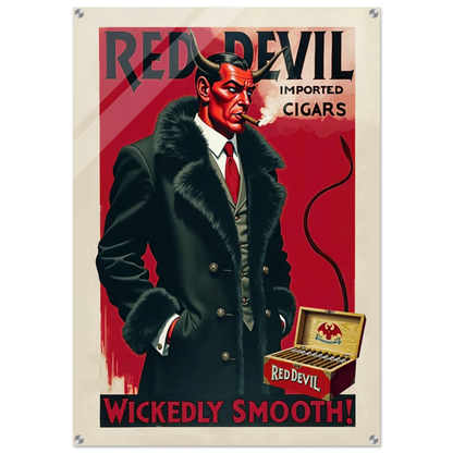 Red Devil 1920s Art Deco Cigar Art Print 70x100 cm 28x40″ Sleek Acrylic Print No Frame