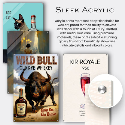 Wild Bull Old West Rye Whiskey Poster Print 60x90 cm 24x36″ Sleek Acrylic Print No Frame