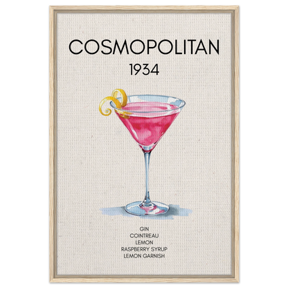 Cosmopolitan Cocktail Bar Art Print Light Wood Frame 60x90 cm 24x36″ Framed Canvas