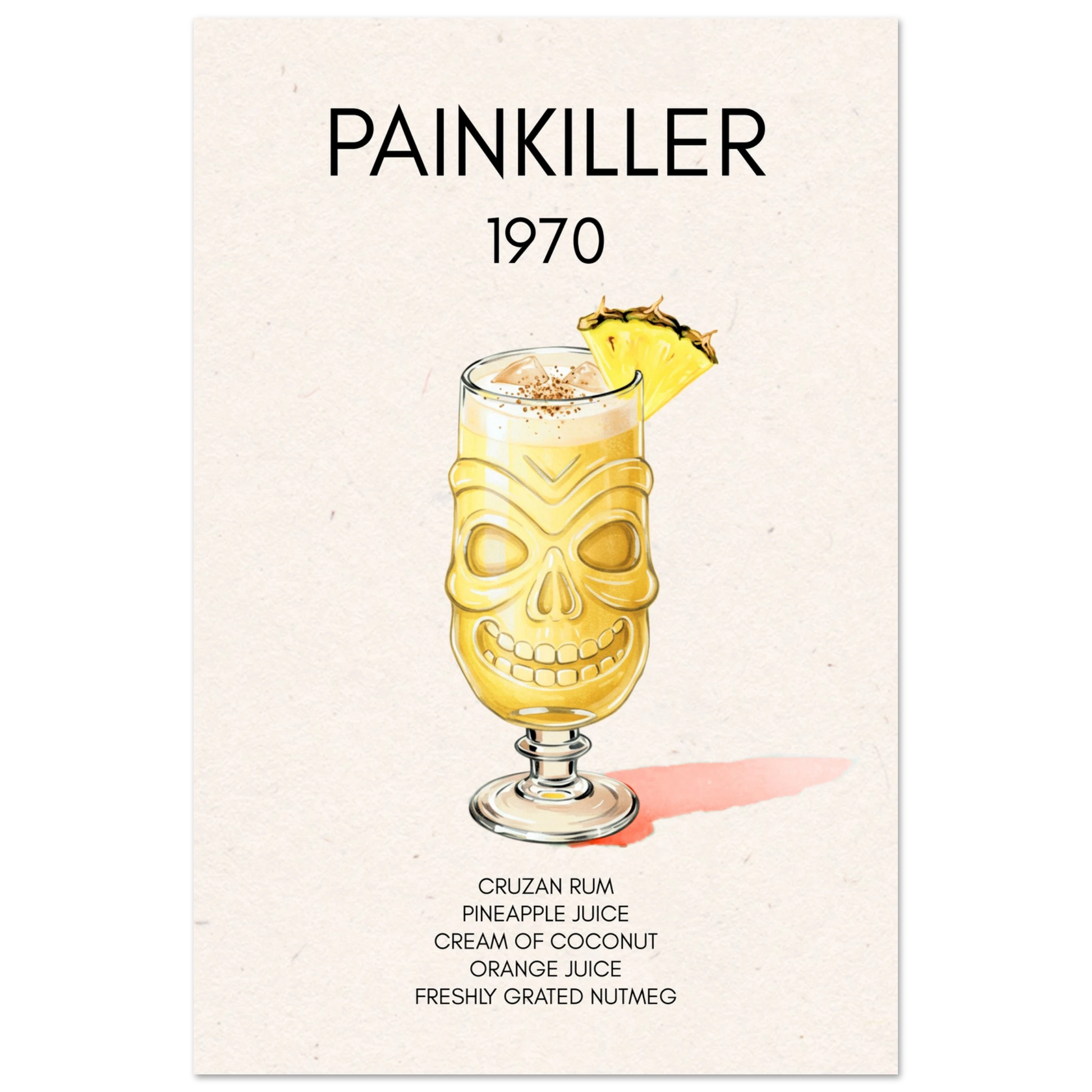 Painkiller Cocktail Bar Art Tiki Print No Frame 60x90 cm 24x36″ Classic Matte Paper Poster