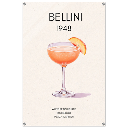 Italian Bellini Cocktail Bar Poster Print 60x90 cm 24x36″ Sleek Acrylic Print No Frame