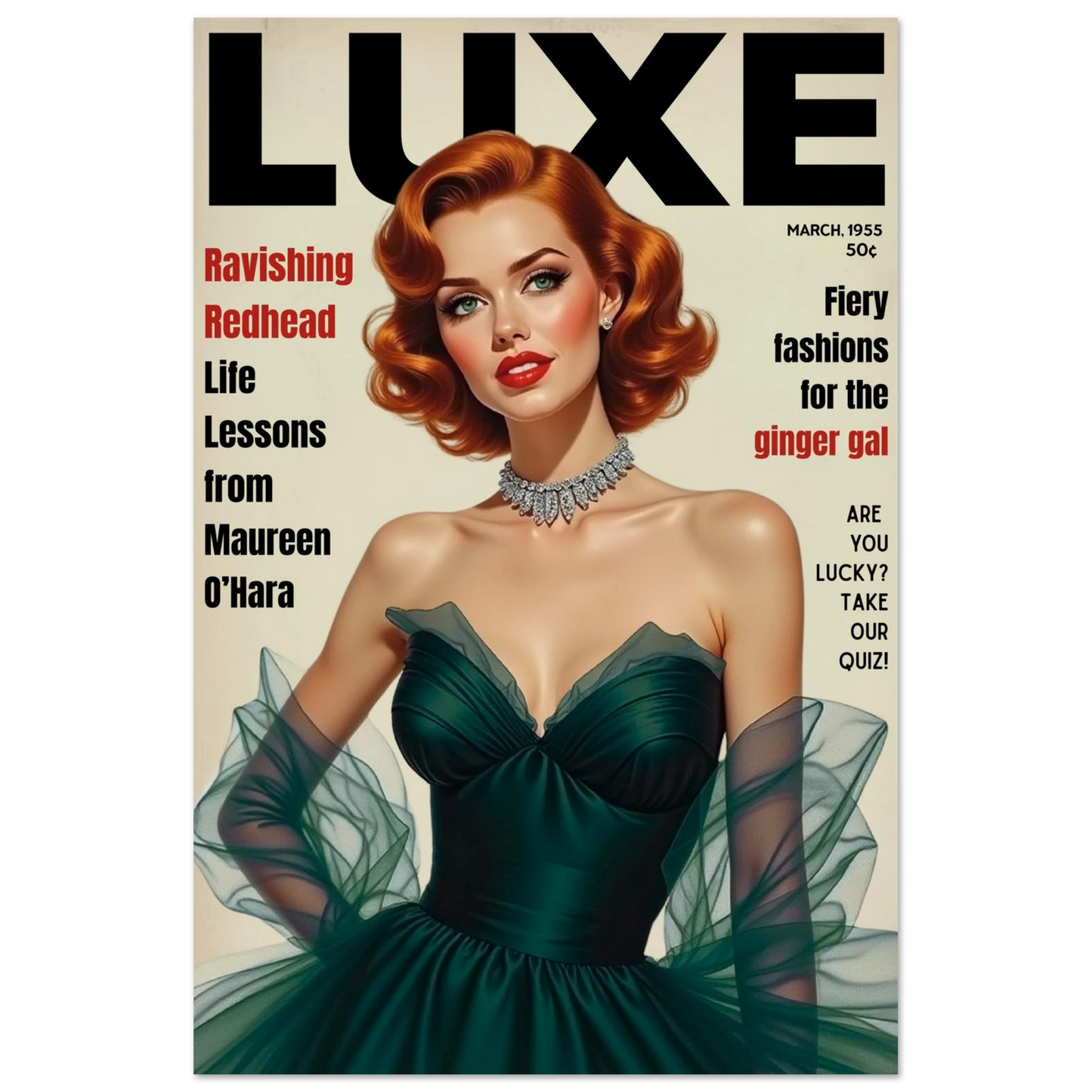 Maureen O'Hara Vintage Fashion Art Poster Print No Frame 40x60 cm 16x24″ Premium Matte Paper Poster