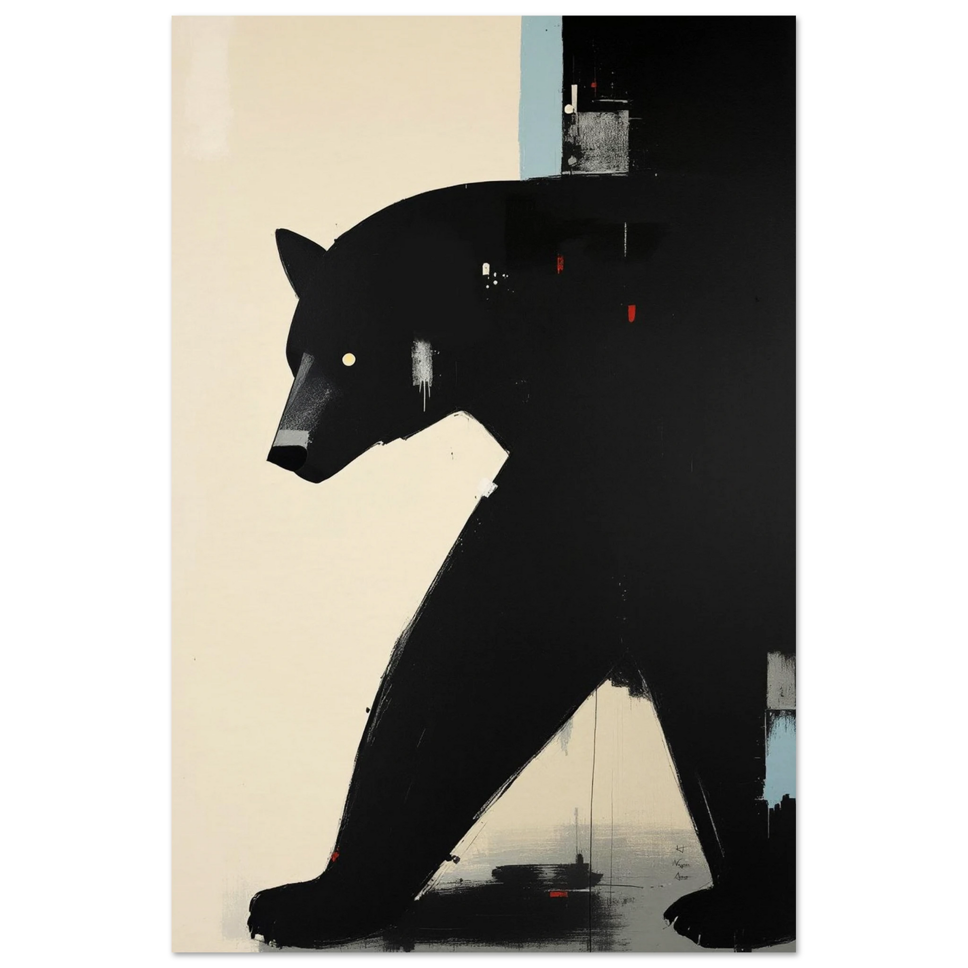 Minimalist Abstract Black Bear Art Poster Print No Frame 30x45 cm 12x18″ Museum-Quality Matte Paper Poster