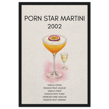 Porn Star Martini Bar Art Cocktail Print Black Wood Frame 60x90 cm 24x36″ Framed Canvas