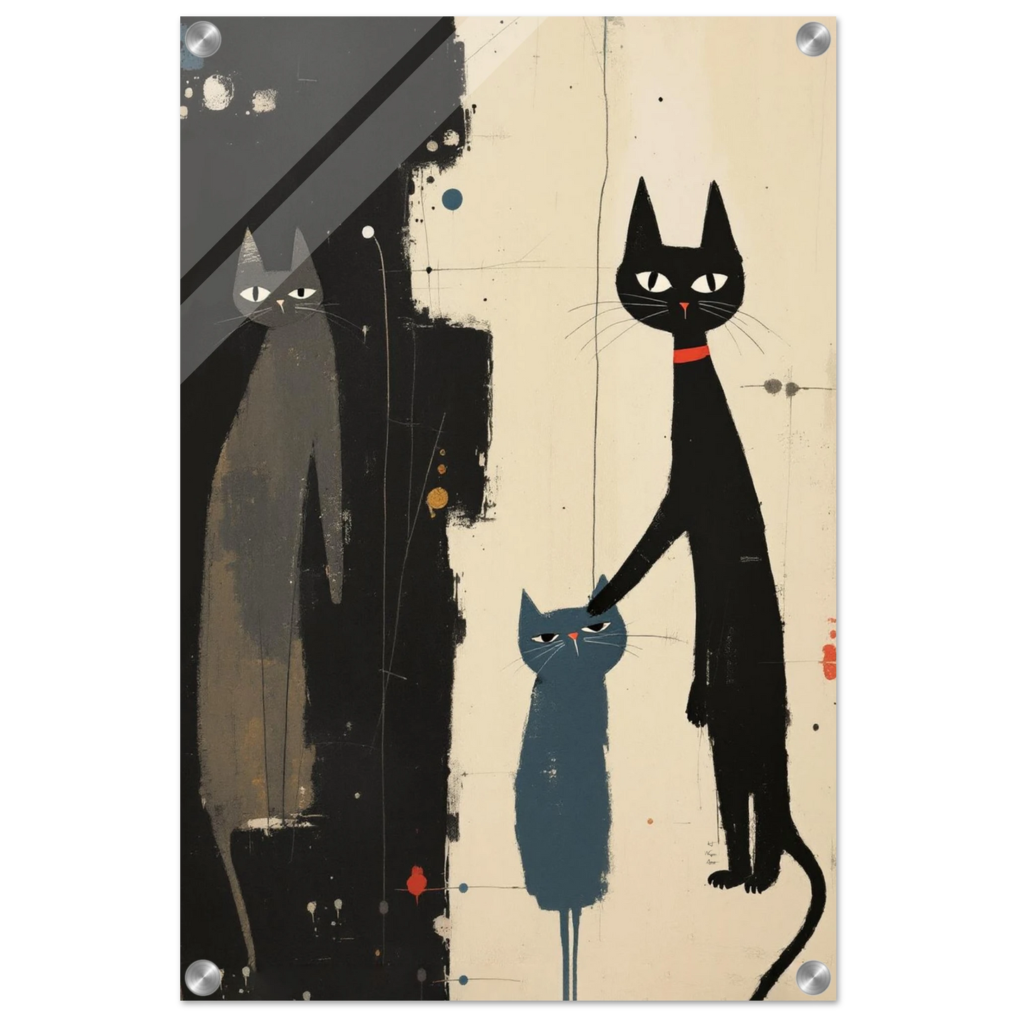 Abstract Cat Family Art Poster Print No Frame 40x60 cm 16x24″ Sleek Acrylic Print