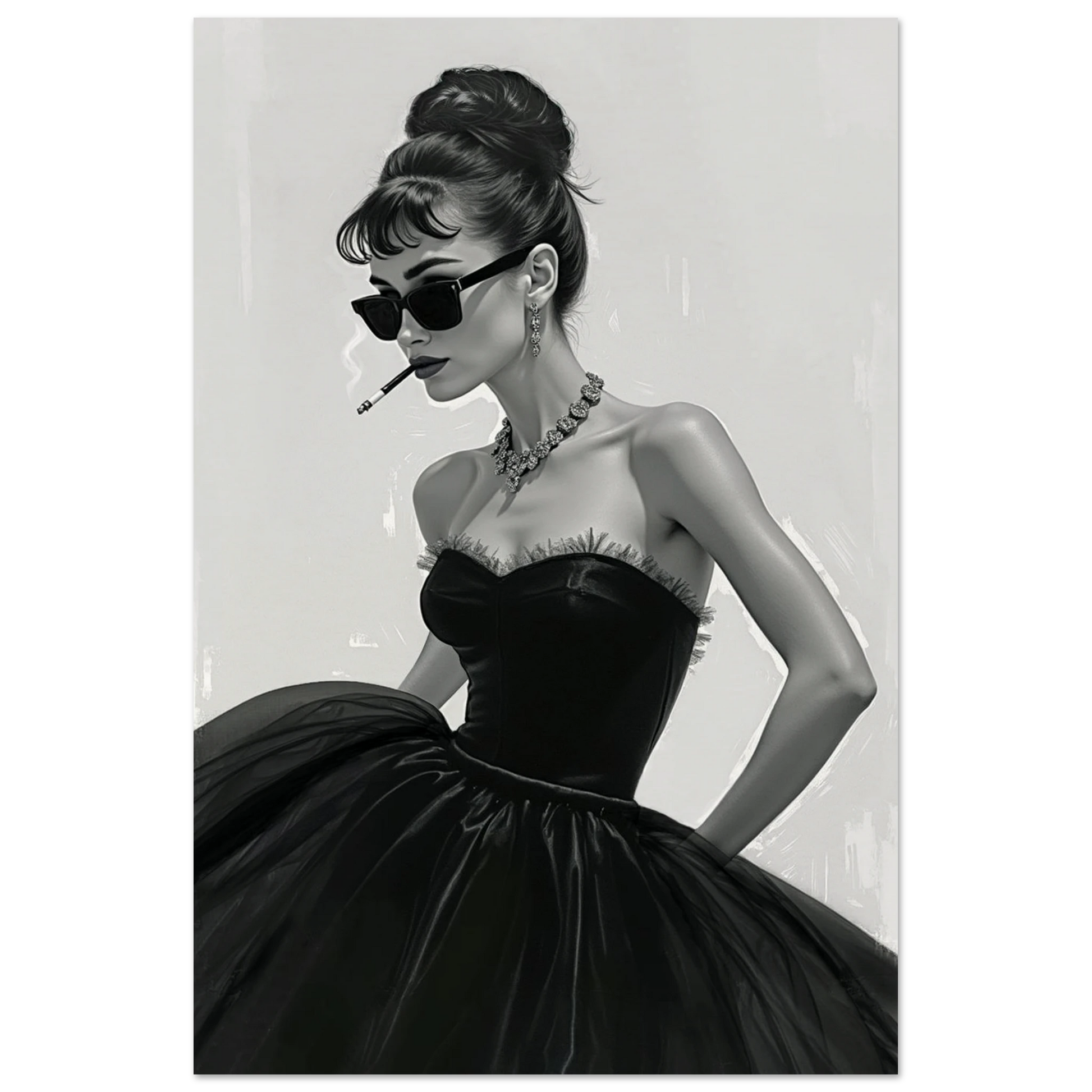 Audrey Hepburn Smoking Fashion Art Print No Frame 40x60 cm 16x24″ Museum-Quality Matte Paper Poster