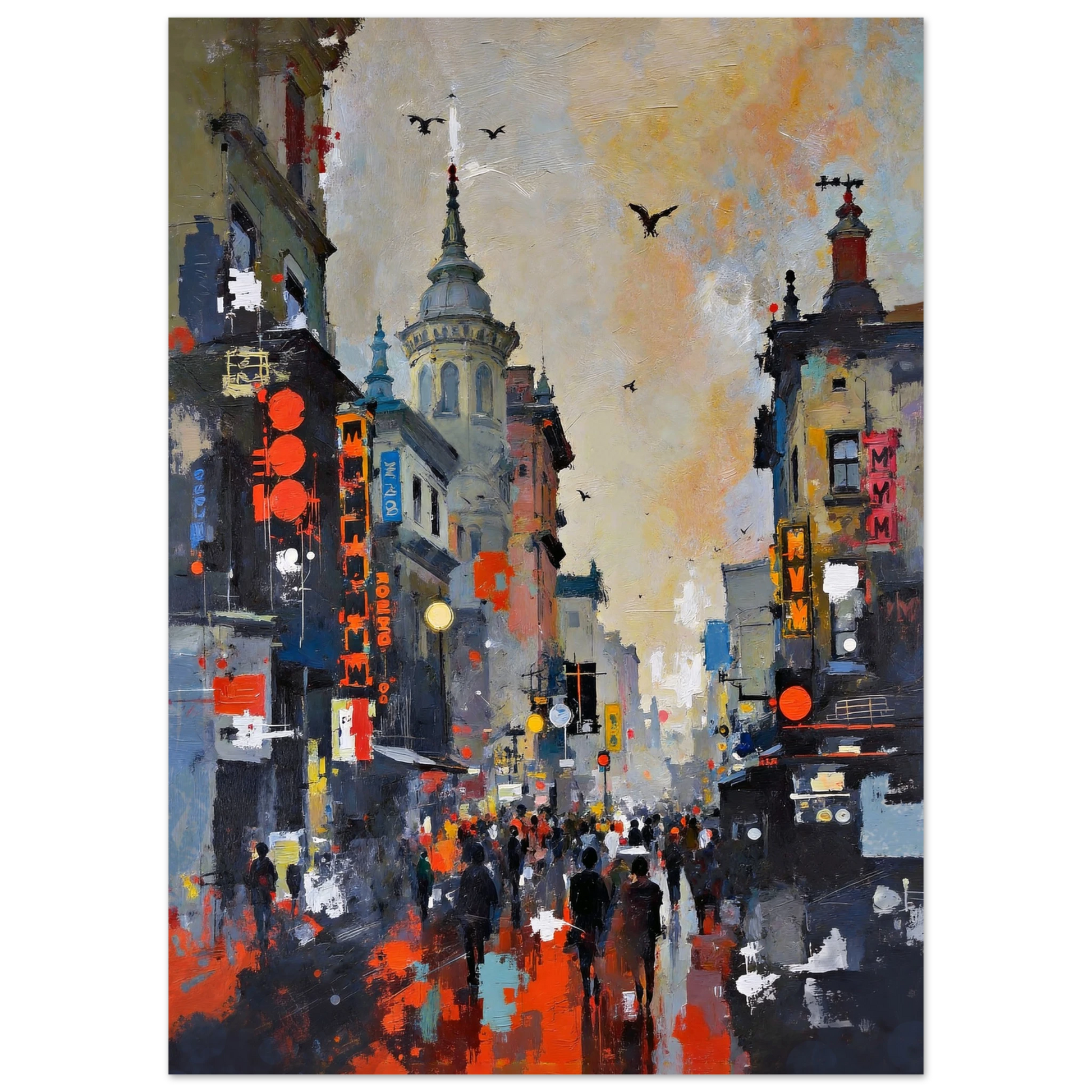 Gothic City Street Art Print - European Cityscape