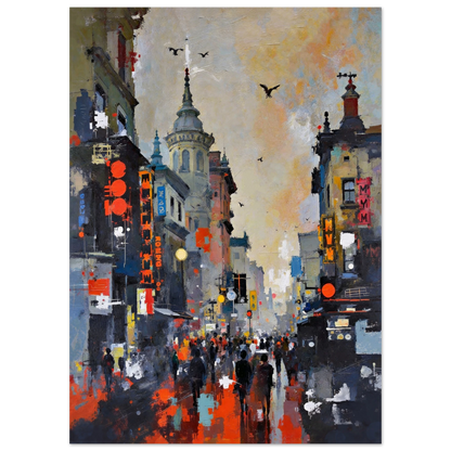 Gothic City Street Art Print - European Cityscape