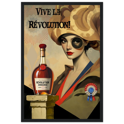 Vintage French Revolution Cognac Art Print Black Wood Frame 30x45 cm 12x18″ Premium Matte Paper Wooden Framed Poster