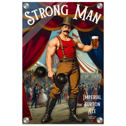Vintage Victorian Circus Strongman Ale Art Print No Frame 30x45 cm 12x18″ Sleek Acrylic Print