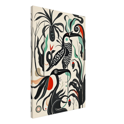 Mid-Century Modern Tropical Bird Art Print No Frame 60x90 cm 24x36″ Gallery Wrapped Canvas