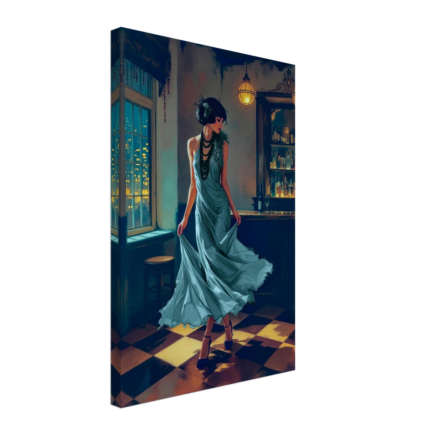 1920s Flapper Speakeasy Art Print 40x60 cm 16x24″ Gallery Wrapped Canvas No Frame