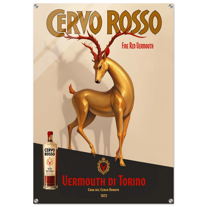 Art Deco Golden Deer Cocktail Bar Poster Print 70x100 cm 28x40″ Sleek Acrylic Print No Frame