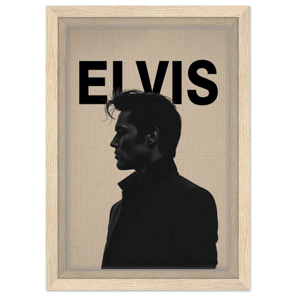 Young Elvis Presley Silhouette Art Print Light Wood Frame 20x30 cm 8x12″ Framed Canvas