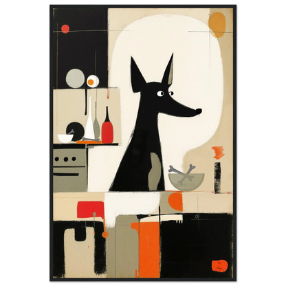 Modern Quirky Dog Lover Art Print Black Wood Frame 60x90 cm 24x36″ Classic Matte Paper Wooden Framed Poster
