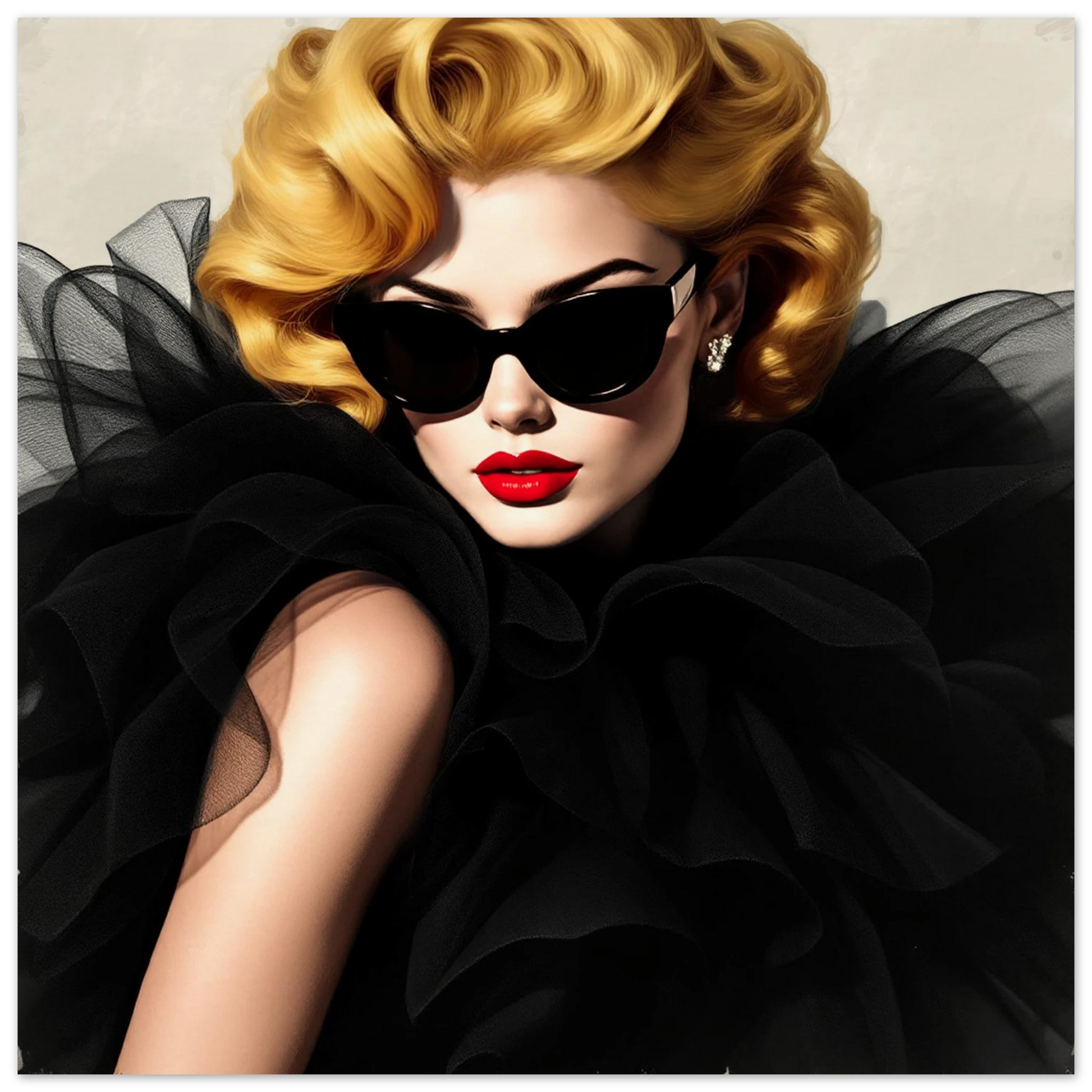Paris Avant-Garde Retro Fashion Model Art Print 70x70 cm 28x28″ Museum-Quality Matte Paper Poster