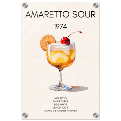 Amaretto Sour Cocktail Bar Art Print No Frame 30x45 cm 12x18″ Sleek Acrylic Print