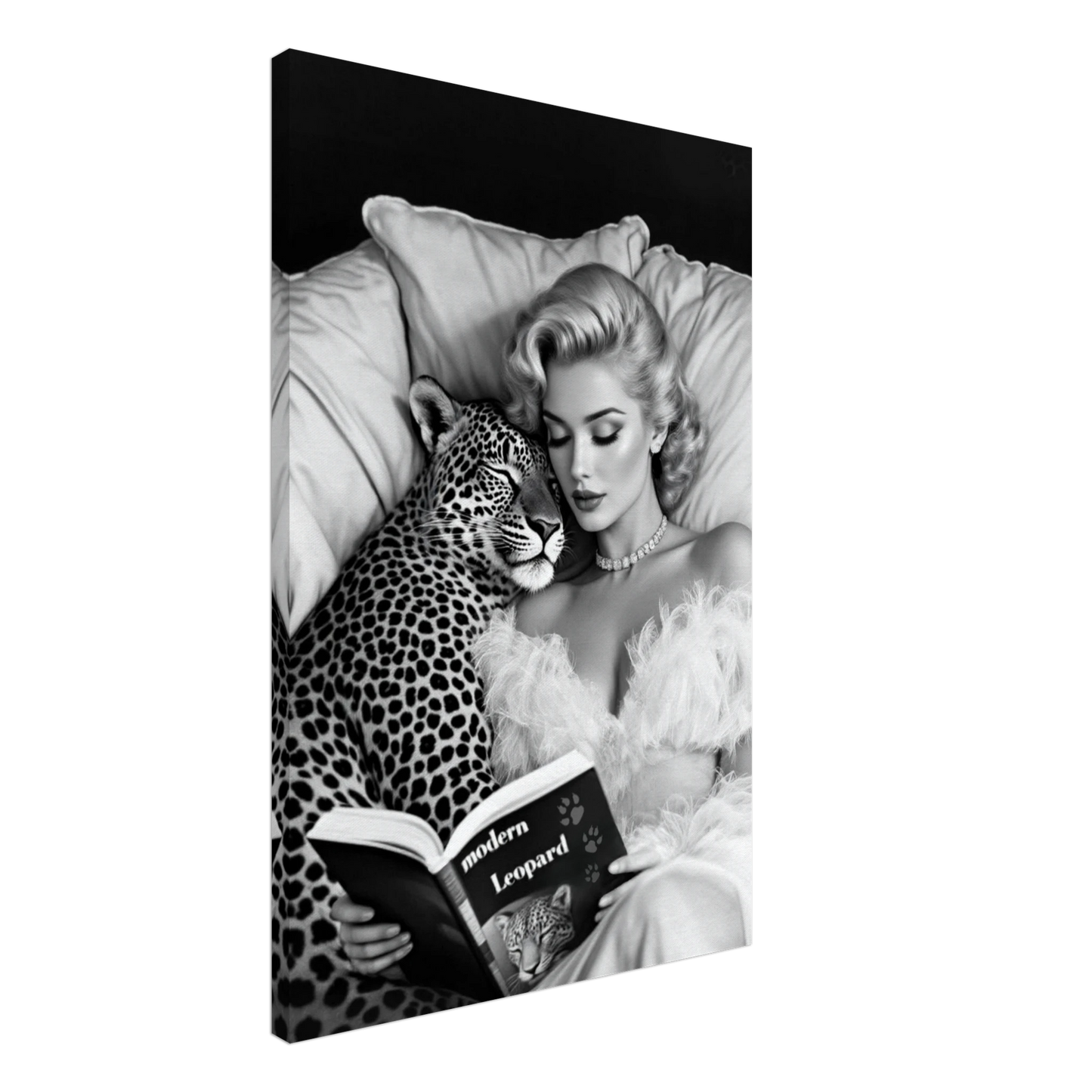 Hollywood Starlet Leopard Cat Art Print 60x90 cm 24x36″ Gallery Wrapped Canvas No Frame