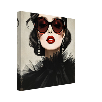 Paris Glam 80s Fashion Model Art Print 30x30 cm 12x12″ Gallery Wrapped Canvas