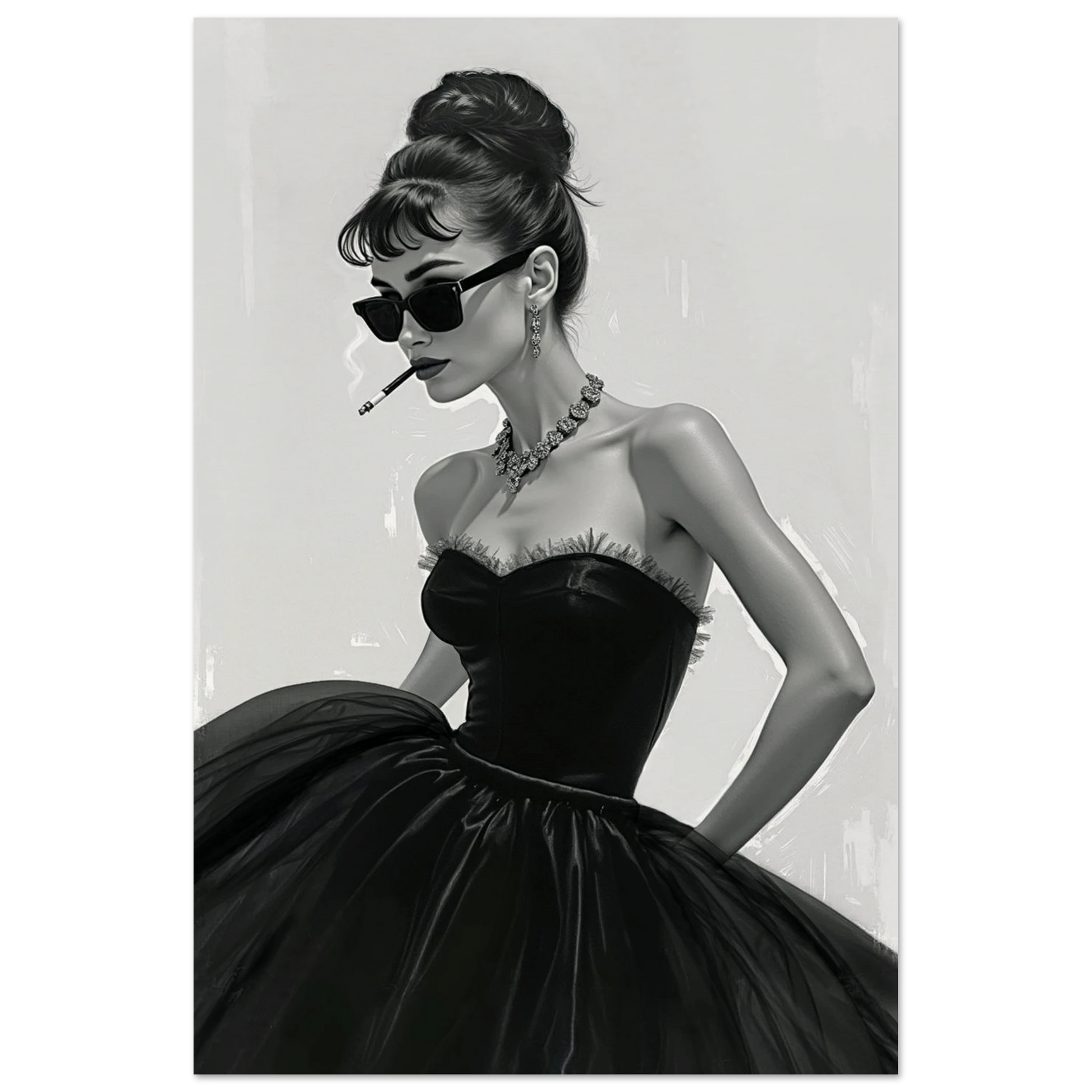 Audrey Hepburn Smoking Fashion Art Print No Frame 60x90 cm 24x36″ Museum-Quality Matte Paper Poster