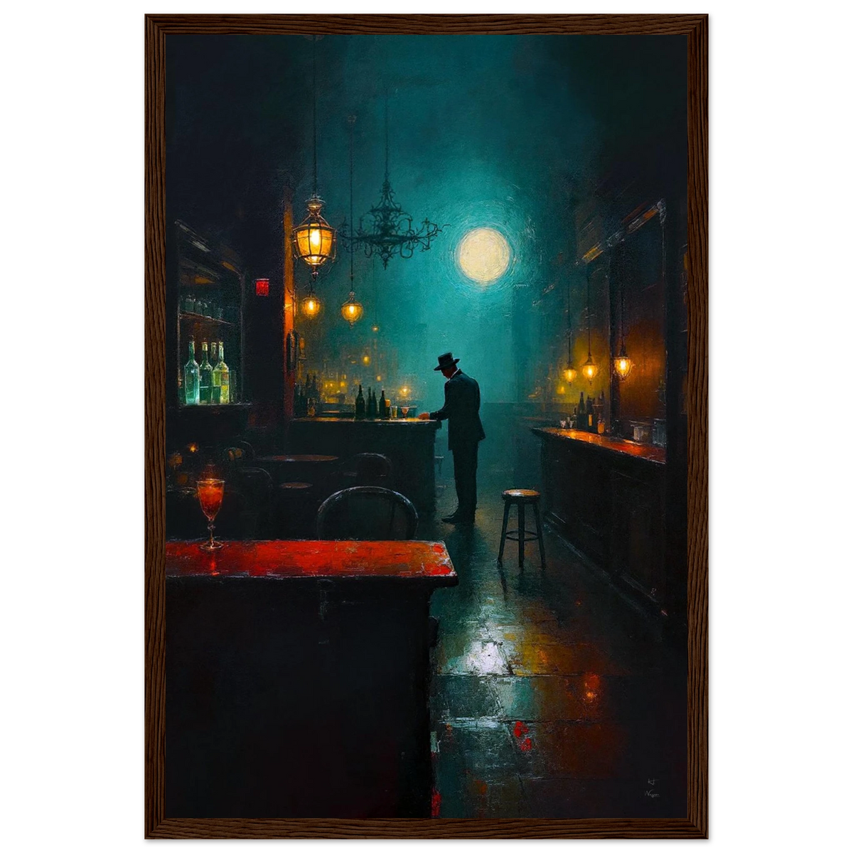 Speakeasy Bootleg Prohibition Bar Art Print 30x45 cm 12x18″ Classic Matte Framed Poster Dark Brown Wood Frame