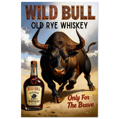 Wild Bull Old West Rye Whiskey Poster Print 40x60 cm 16x24″ Classic Matte Poster No Frame
