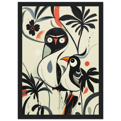 Abstract Bird Modern Tropical Art Print Black Wood Frame 21x29.7 cm 8x12" Museum-Quality Matte Wooden Framed Poster