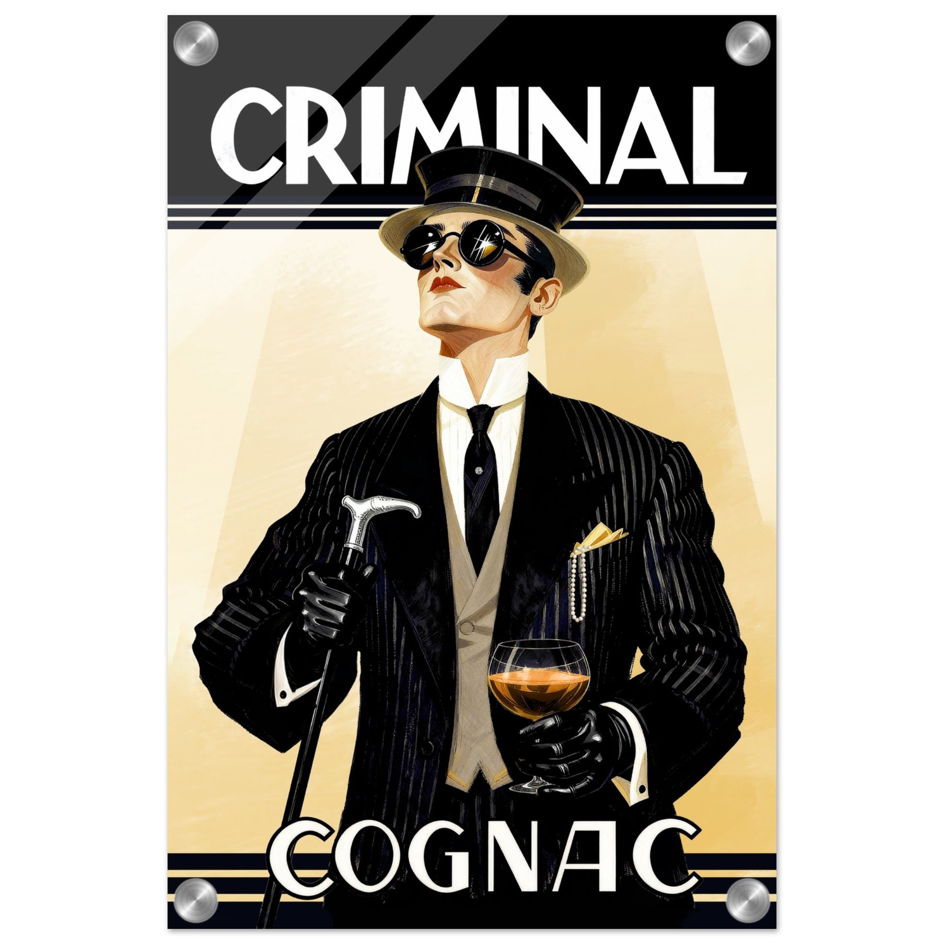 Criminal Cognac 1920s Art Deco Print 30x45 cm 12x18″ Gallery Wrapped Canvas