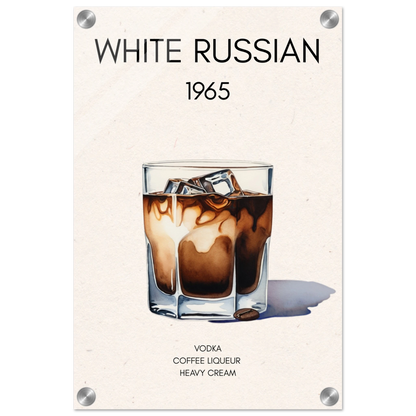 White Russian Cocktail Bar Art Print No Frame 30x45 cm 12x18″ Sleek Acrylic Print