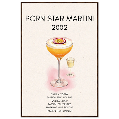 Porn Star Martini Bar Art Cocktail Print Dark Brown Wood Frame 60x90 cm 24x36″ Premium Matte Paper Wooden Framed Poster