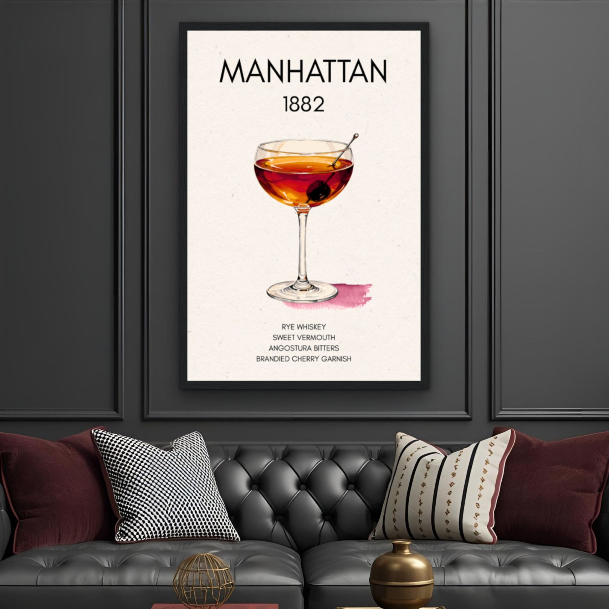 Classic Manhattan Cocktail Bar Art Poster Print