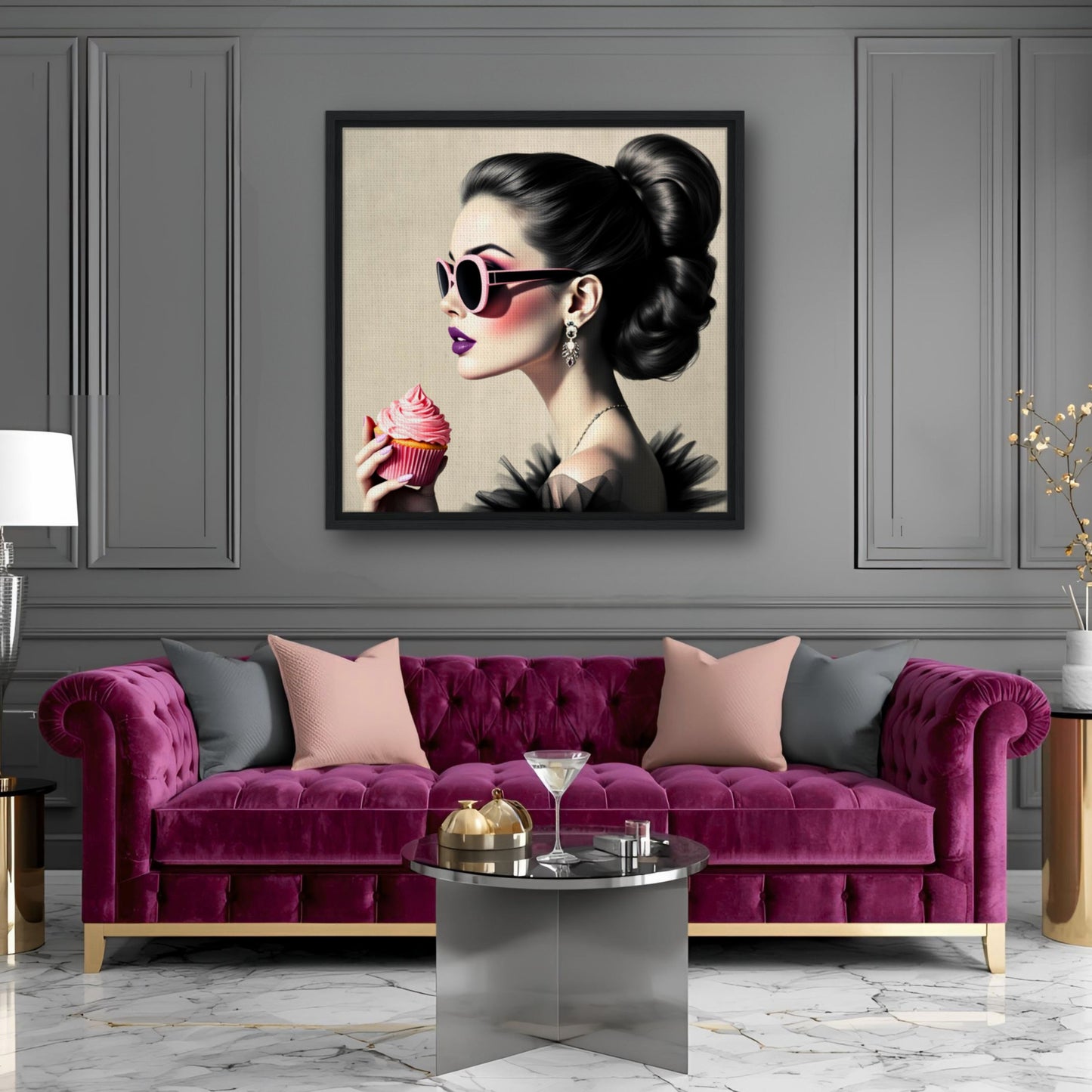 Retro Fashion Model Glam Cupcake Art Print