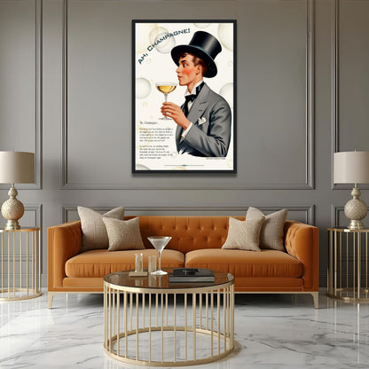 Art Deco Champagne Funny Poem Art Print