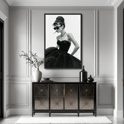 Audrey Hepburn Smoking Fashion Art Print