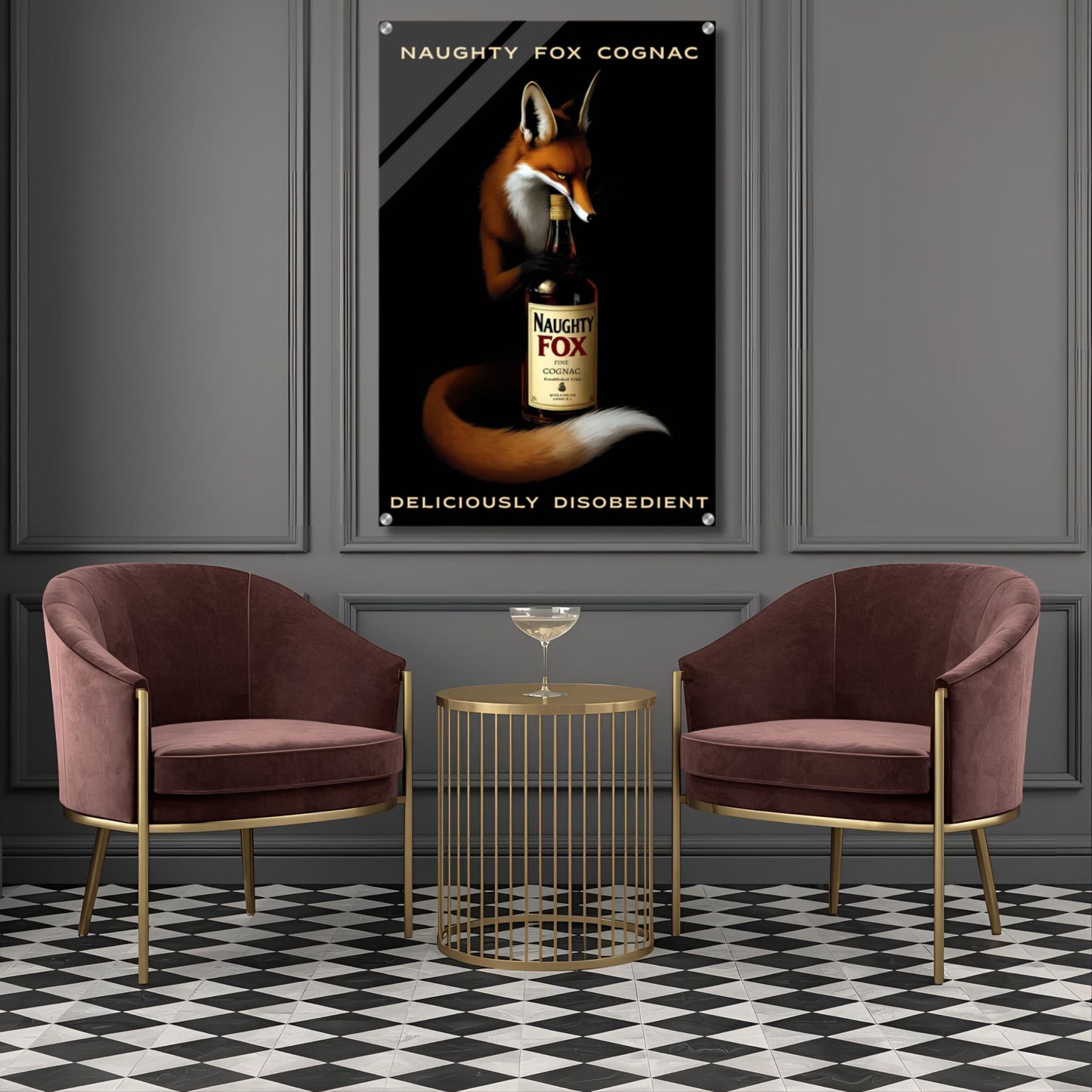 Fox Cognac Cocktail Bar Art Print