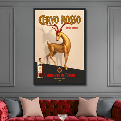 Art Deco Golden Deer Cocktail Bar Poster Print