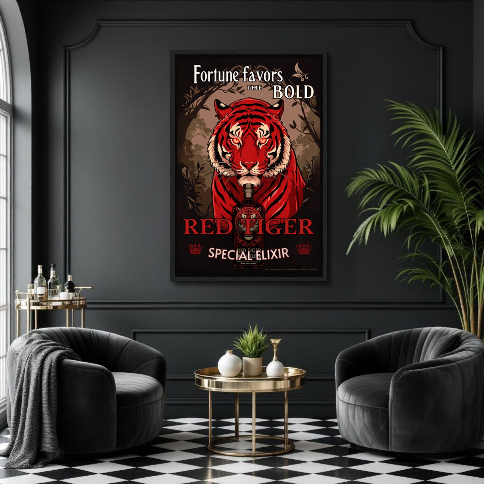 Tiger Cocktail Bar Art Poster Print