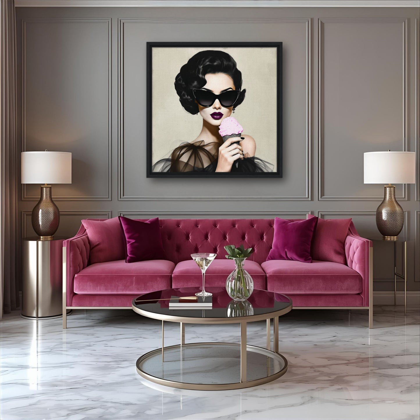 Retro Fashion Model Ice Cream Art Print