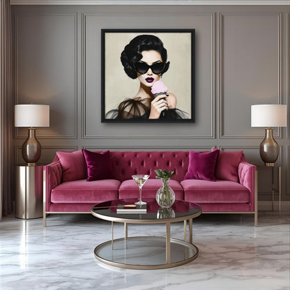 Retro Fashion Model Ice Cream Art Print
