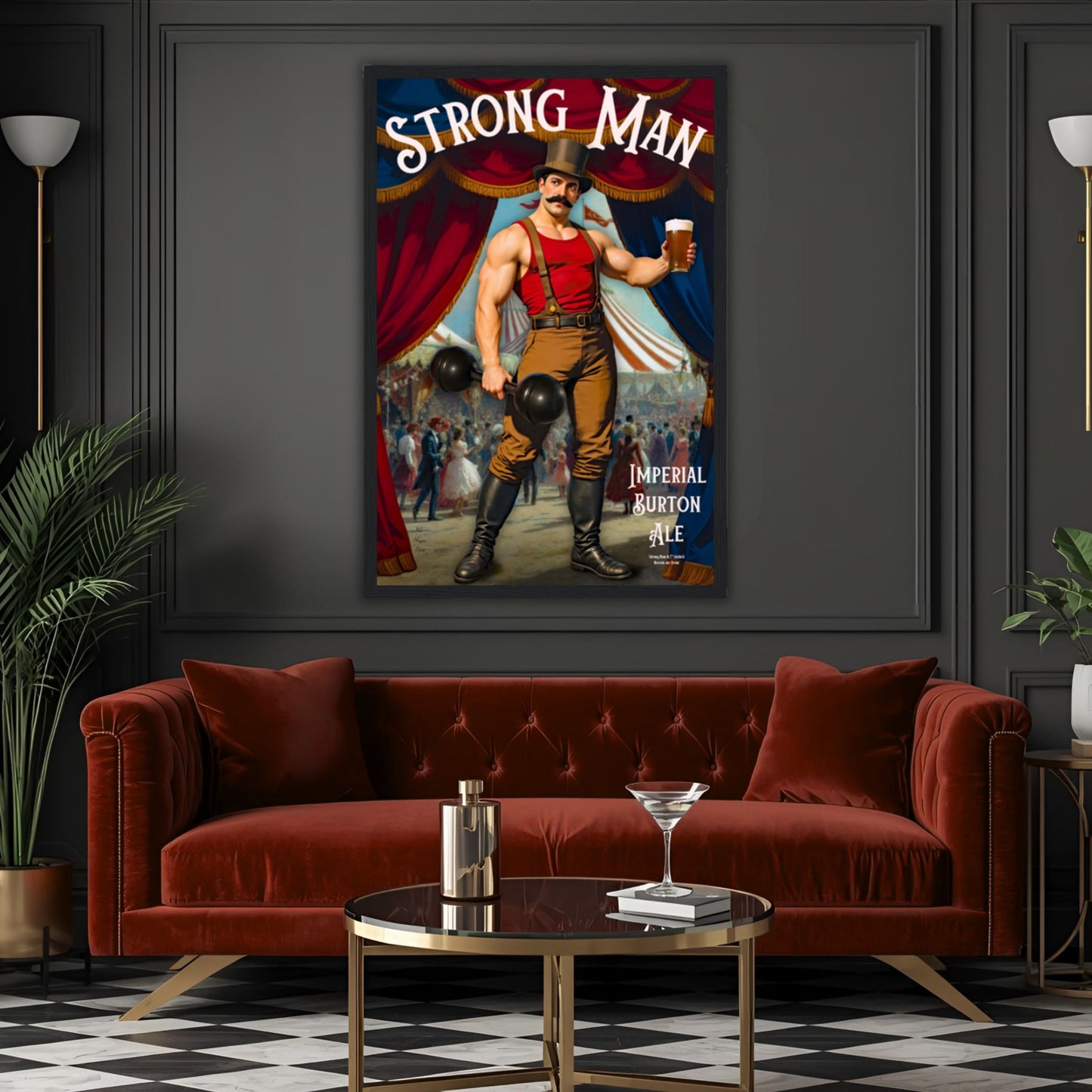 Vintage Victorian Circus Strongman Ale Art Print