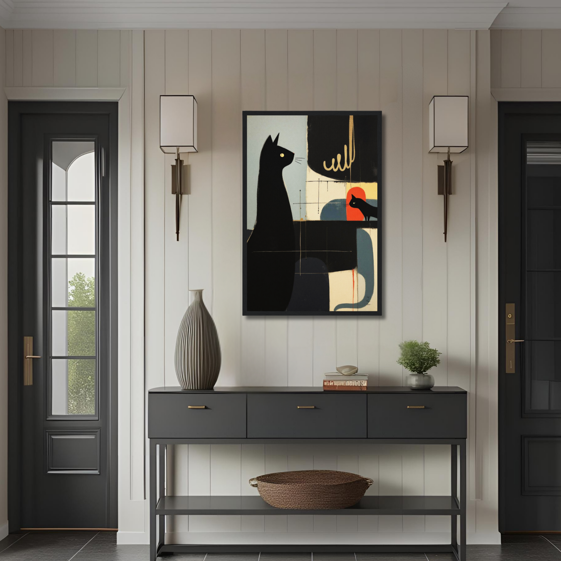 Abstract Cat & Kitten Modern Art Print