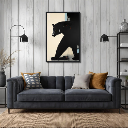 Minimalist Abstract Black Bear Art Poster Print