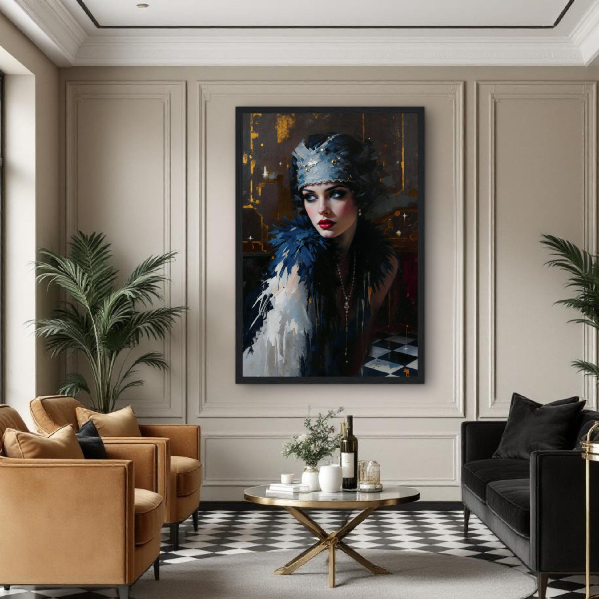 1920s Gatsby Flapper Painting Art Print - Speakeasy Prohibition Wall Decor