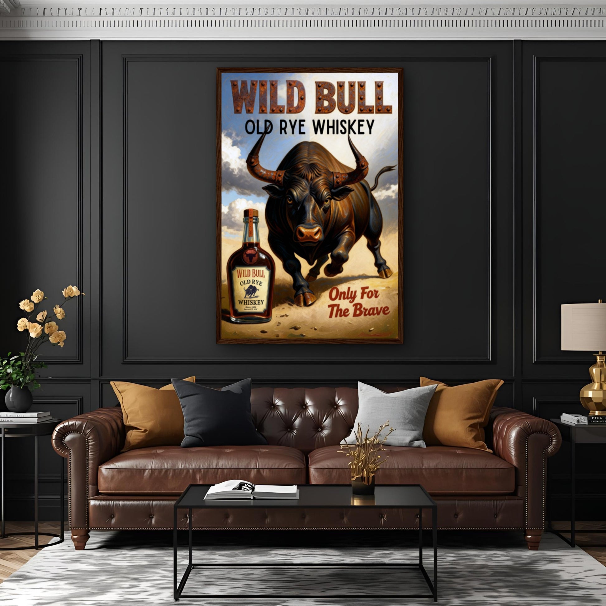 Wild Bull Old West Rye Whiskey Poster Print