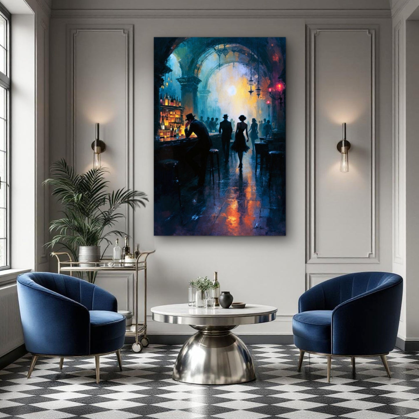 Dance Hall Speakeasy Art Print 70x100 cm 28x40″ Museum-Quality Matte Paper Wooden Framed Poster Dark Brown Wood Frame