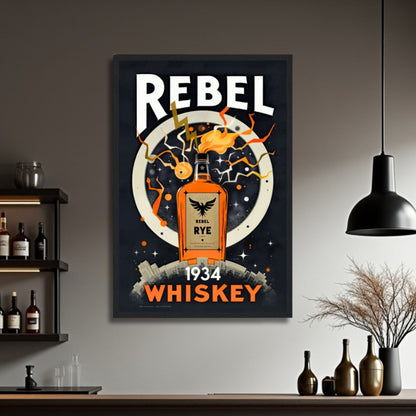 Rebel Whiskey Cocktail Bar Poster Print