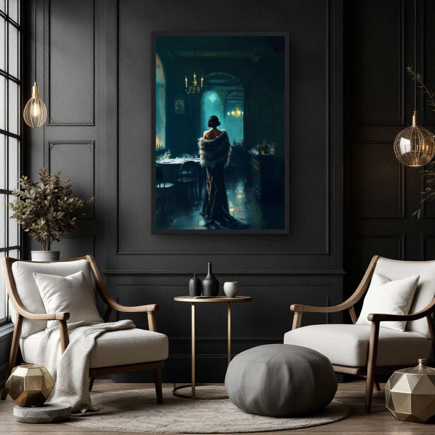 Moody Speakeasy Flapper Bar Art Print