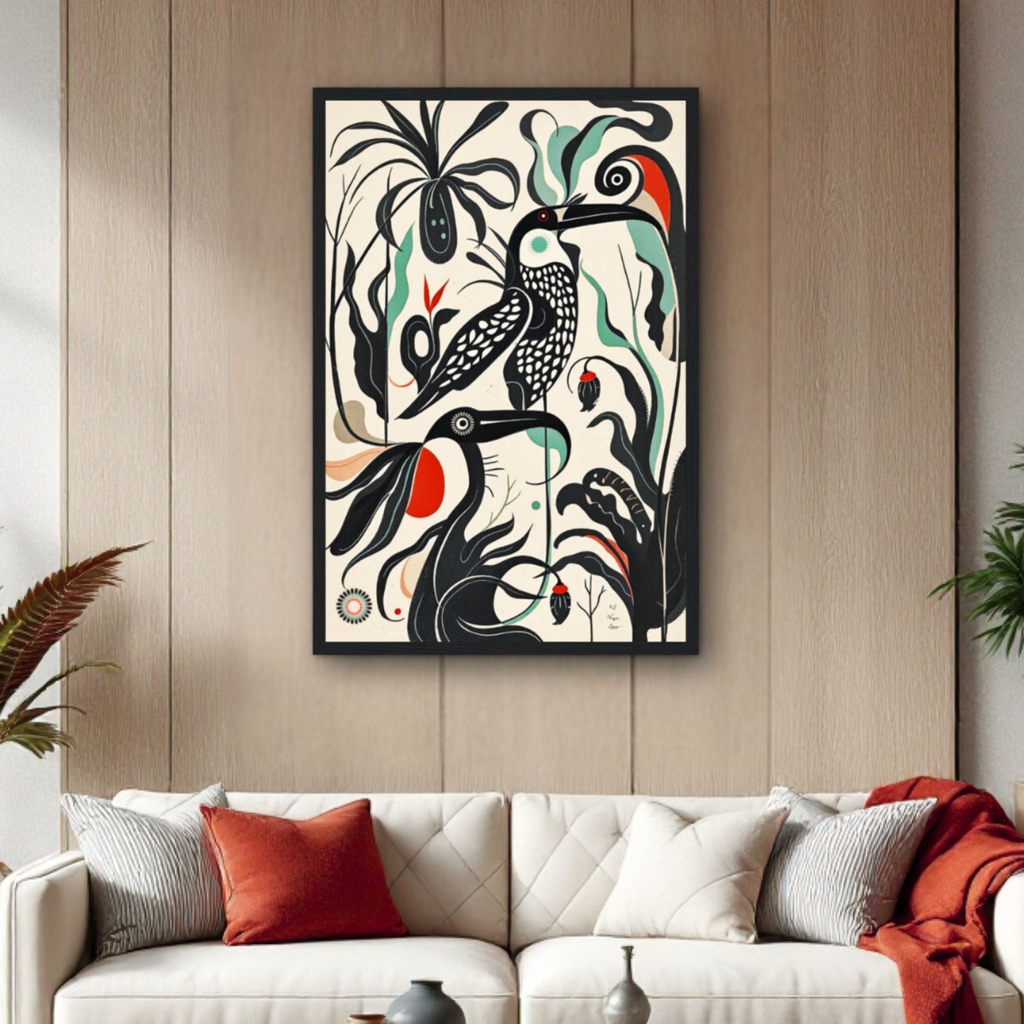 Mid-Century Modern Tropical Bird Art Print